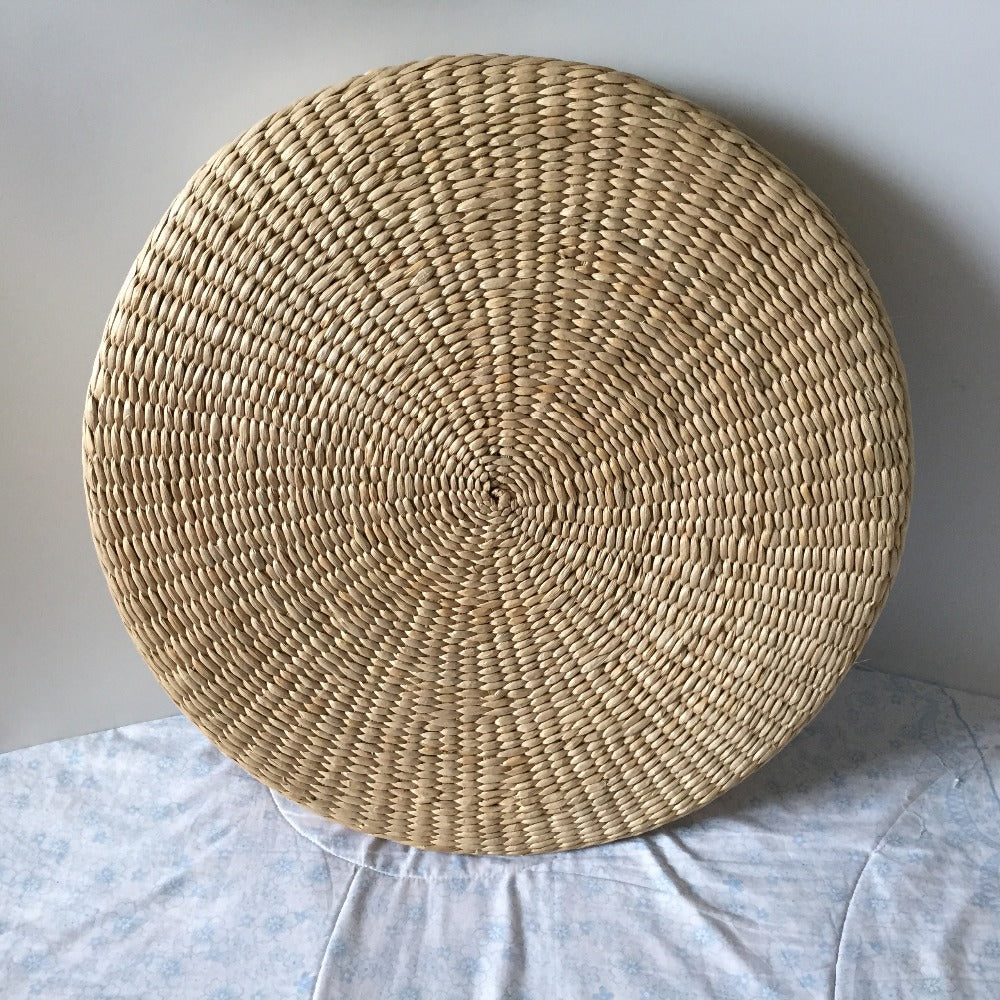 Natural Straw Round Pouf