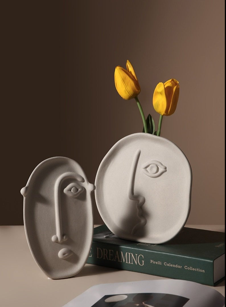 Nordic Ceramic Face Vase